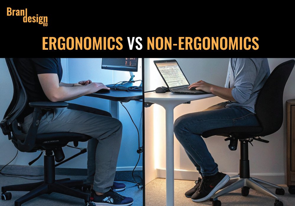 A collage of images related to a graphic design workflow, showing ergonomic tips, desk organization tools, and charts on AI's impact on efficiency and income.