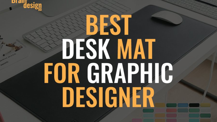 A collage of two images highlighting a black desk mat. One image shows a full desk setup with a title text Best Desk Mat for Graphic Designer. The other image focuses on the TECKNET brand mat, showcasing its durable, stitched edges and smooth surface texture, illustrating why it is the ideal choice for designers.