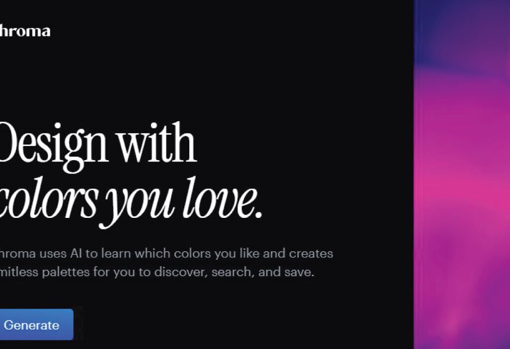 Khroma website with the text Design with colors you love.