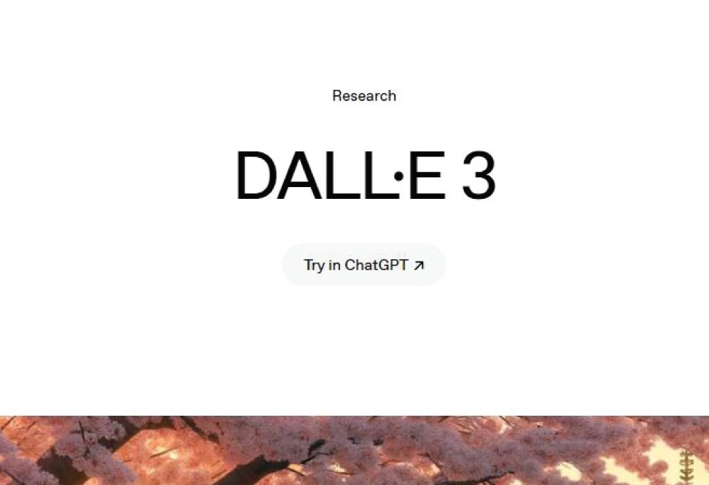 DALL·E 3 website with the DALL·E 3 logo and a button that says Try in ChatGPT.