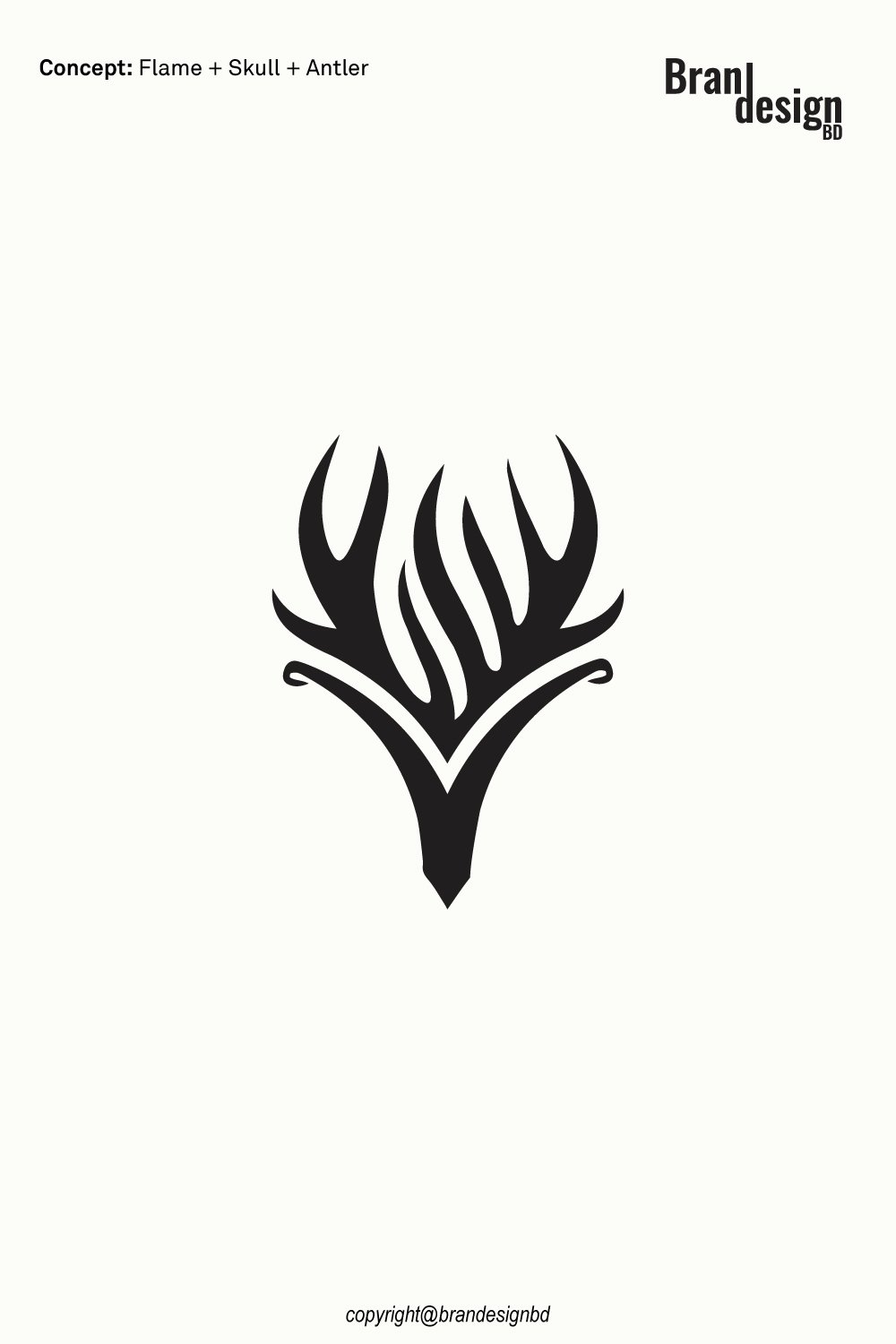 Creative Flame and Skull Antler Logo Concept