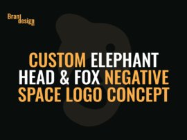 Custom Elephant Head & Fox Negative Space Logo