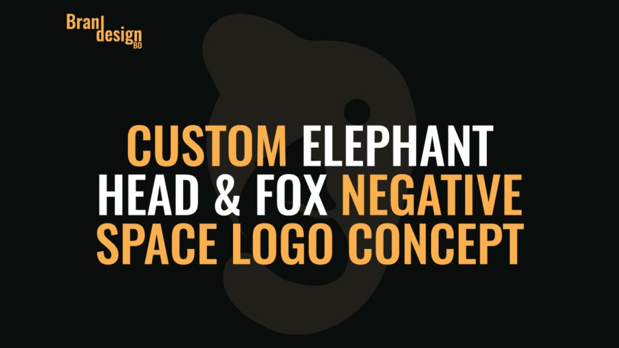 Custom Elephant Head & Fox Negative Space Logo