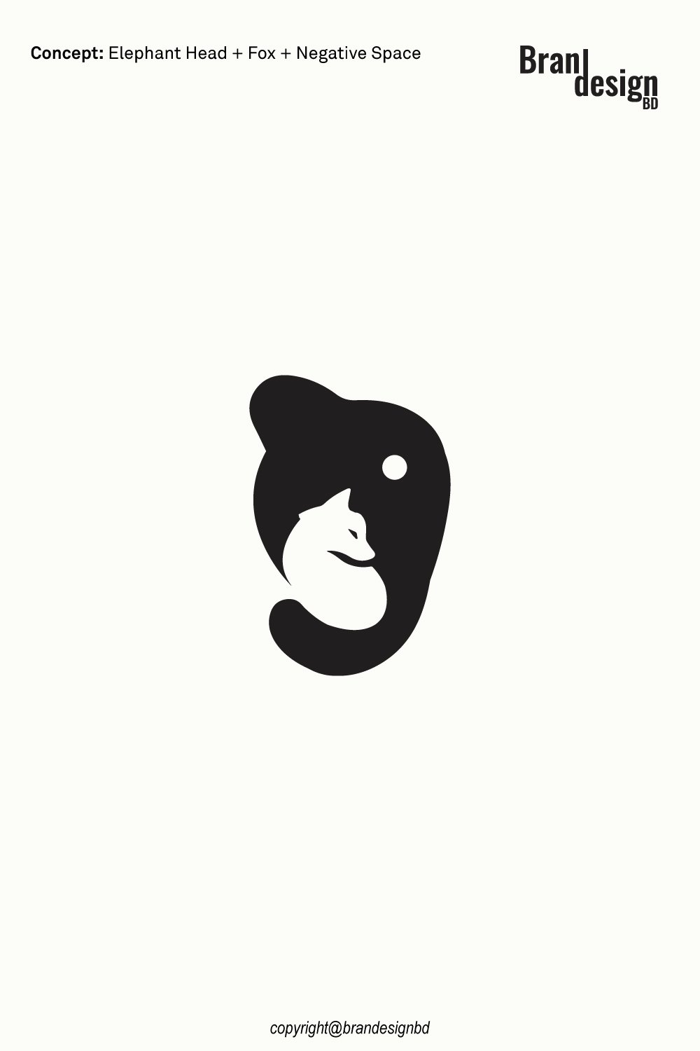 Custom Elephant Head & Fox Negative Space Logo