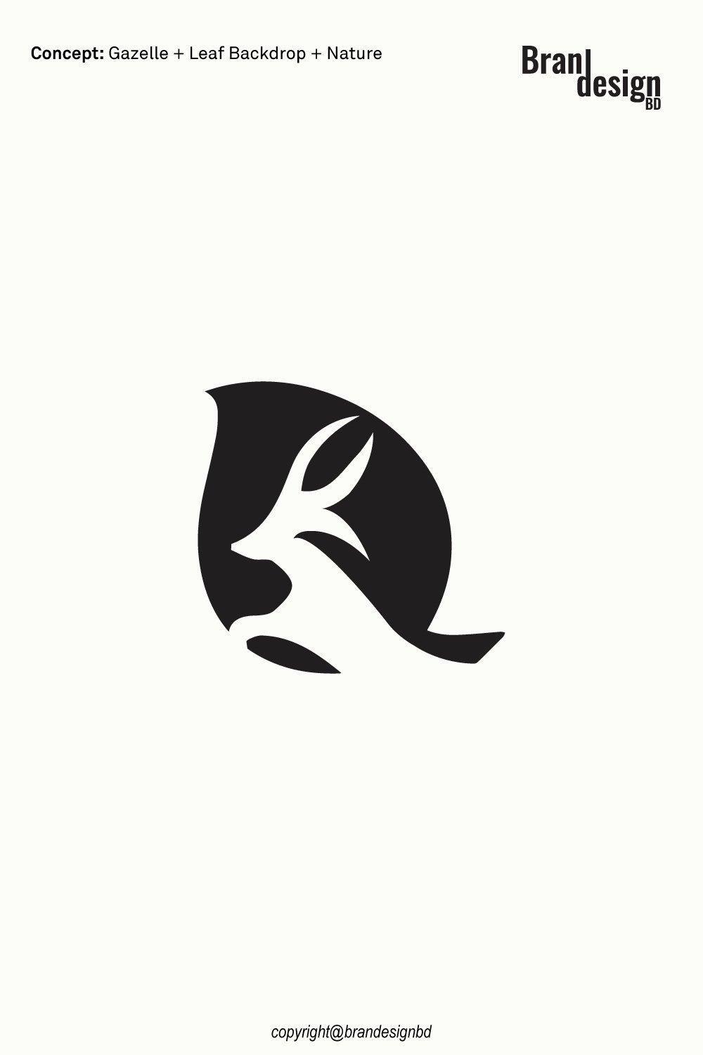 Custom Gazelle & Leaf Backdrop Negative Space Logo Concept