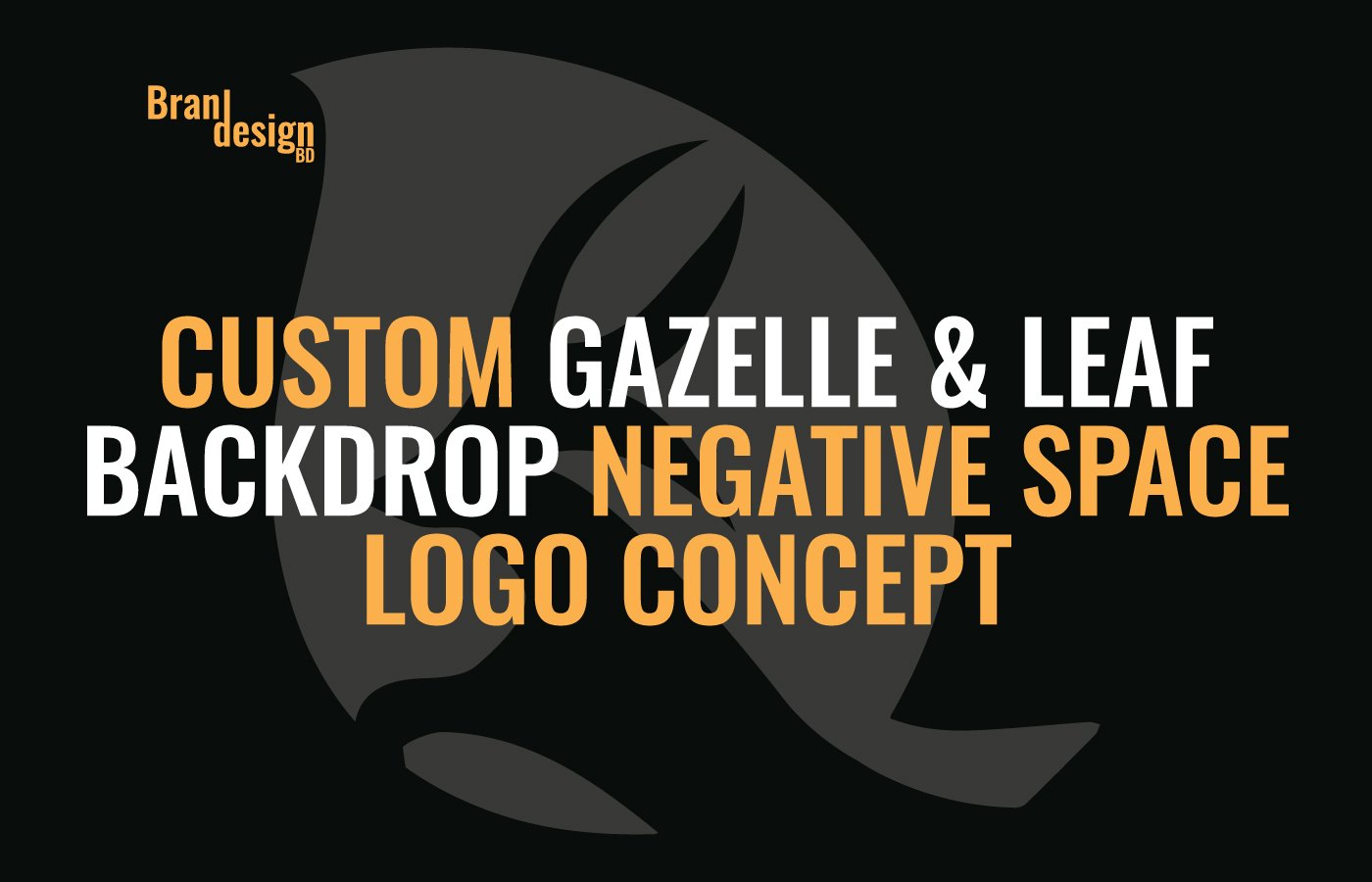 Custom Gazelle & Leaf Backdrop Negative Space Logo Concept
