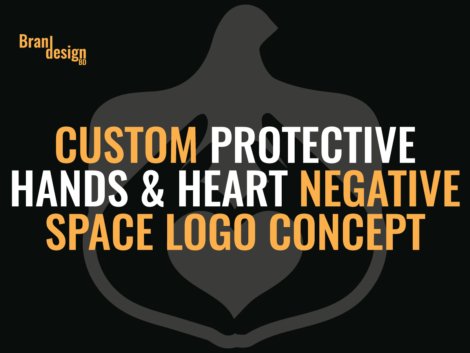 Custom Protective Hands & Heart Negative Space Logo Concept