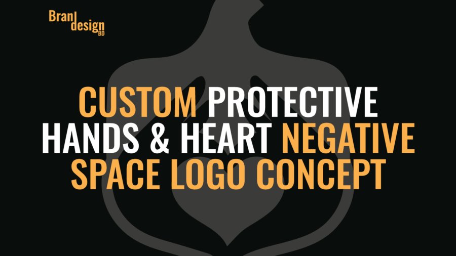 Custom Protective Hands & Heart Negative Space Logo Concept