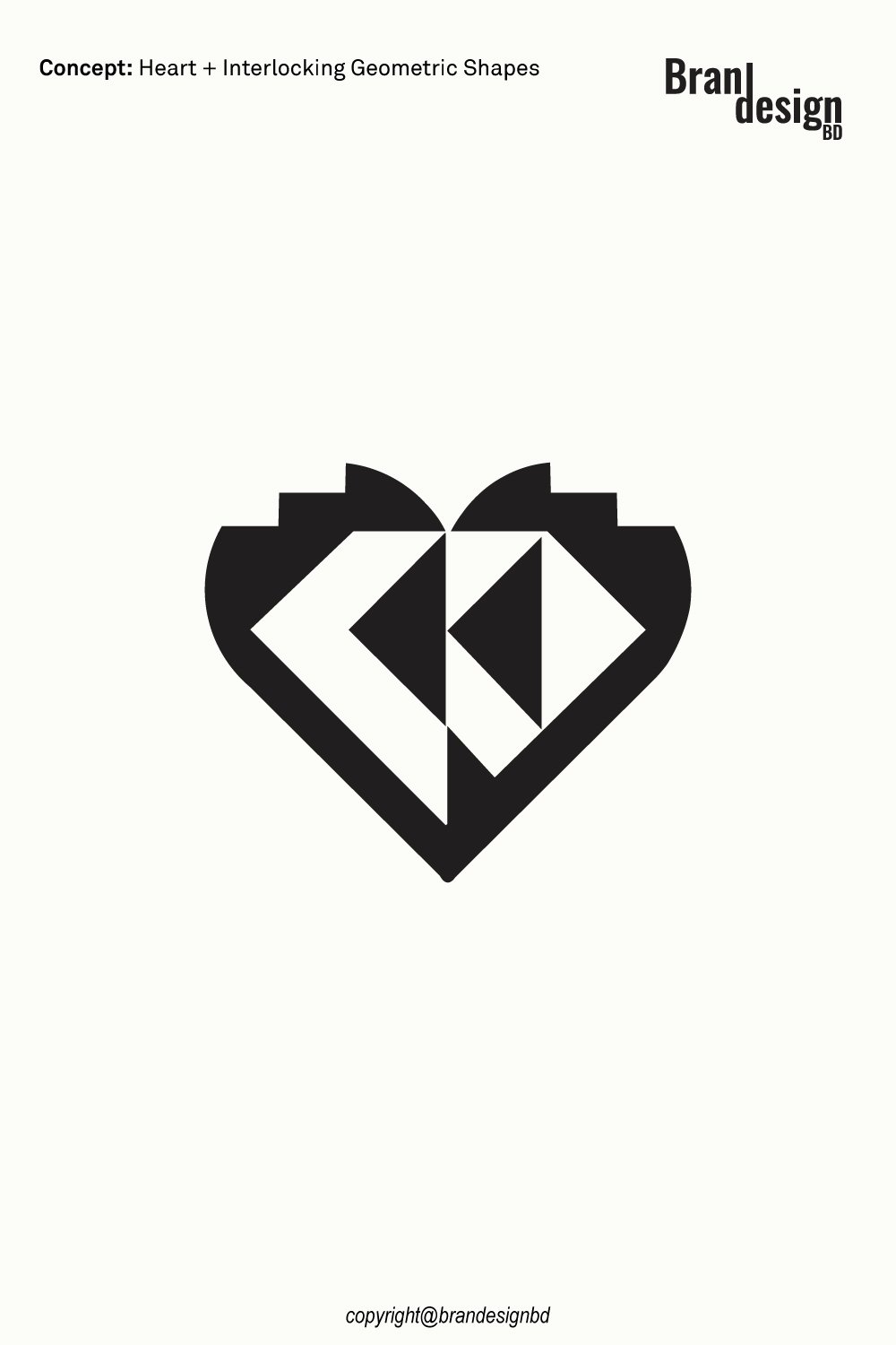 Top Geometric Heart & Interlocking Chevron Custom Logo Design