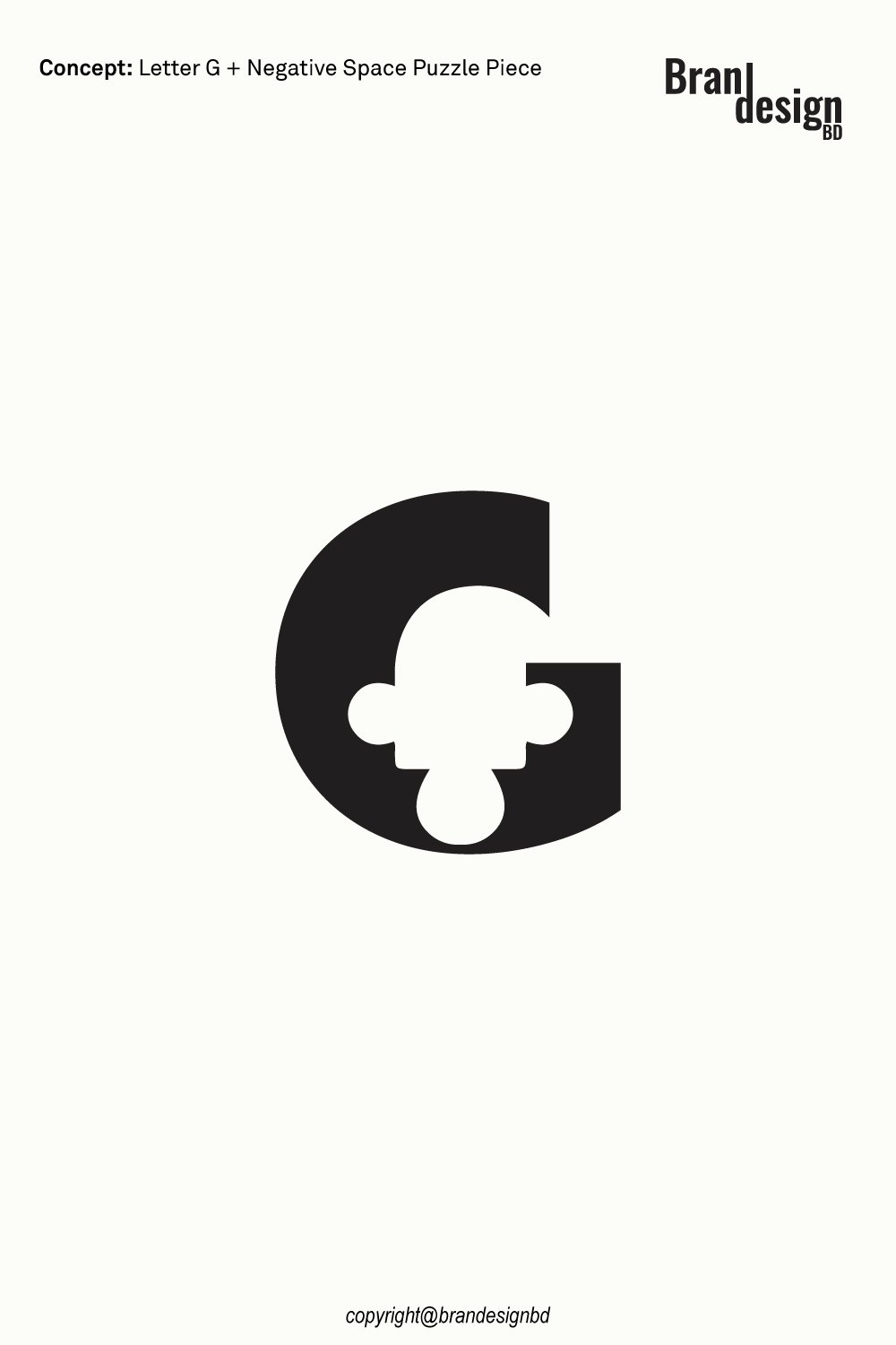 Custom Creative G Letter and Negative Space Puzzle Logo