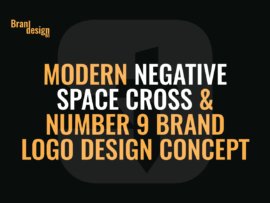 Modern Negative Space Cross & Number 9 Brand Logo Design Concept