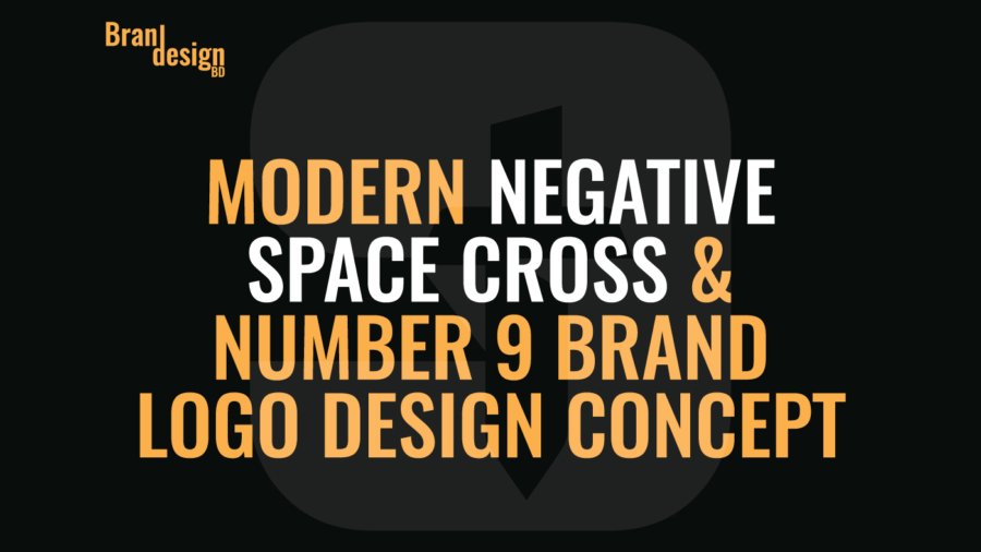 Modern Negative Space Cross & Number 9 Brand Logo Design Concept