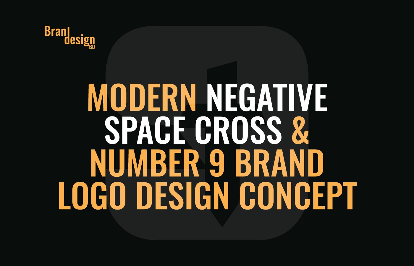 Modern Negative Space Cross & Number 9 Brand Logo Design Concept