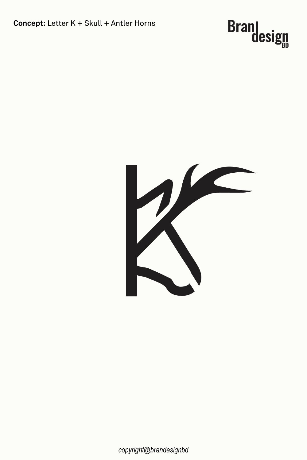 Concept: Letter K + Skull + Antler Horns