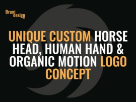 Unique-Custom-Horse-Head,-Human-Hand-&-Organic-Motion-Logo-Concept